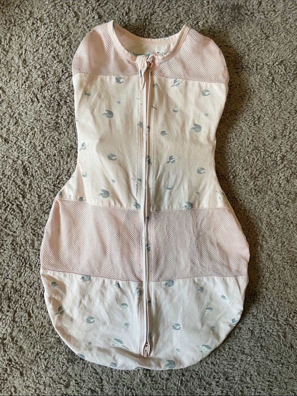 Pink Baby Sleep Sack Swaddle with Front Zipper/ Size Small